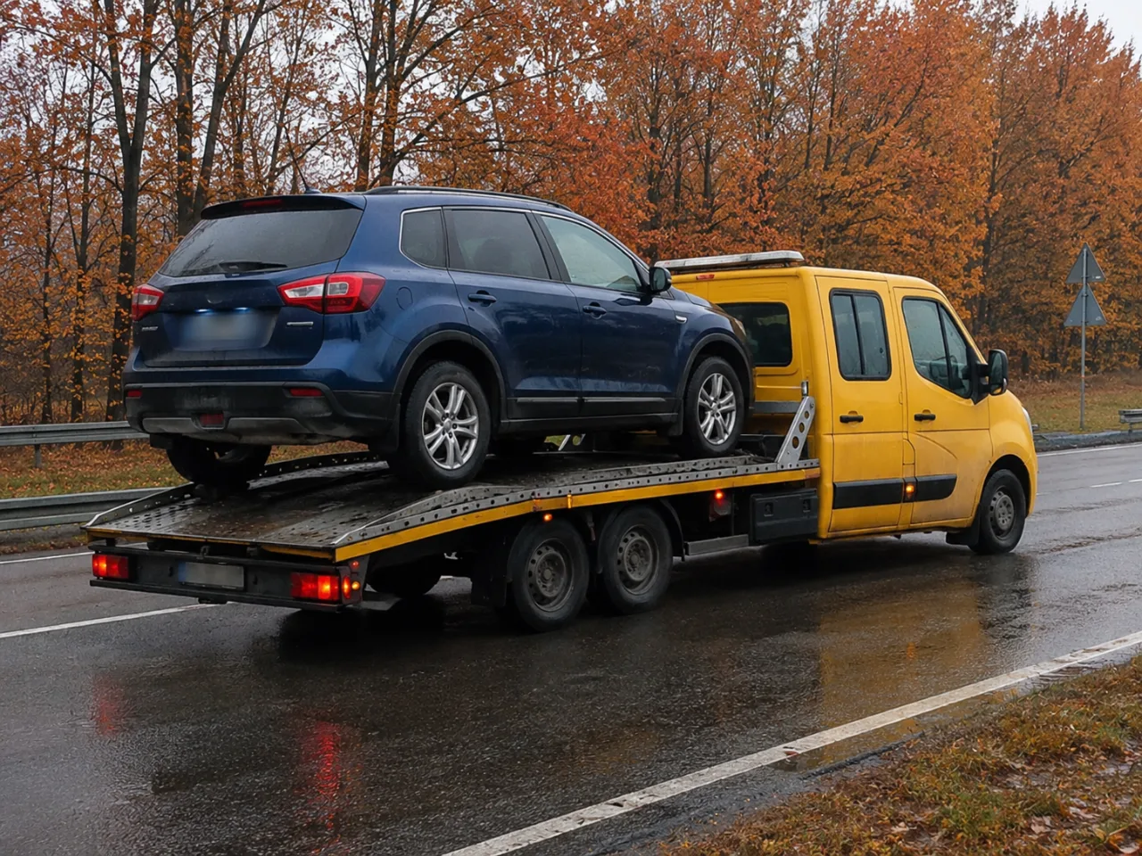 Transport SUV-a Audi Q5 na lawecie – trasa S1 pod Olkuszem